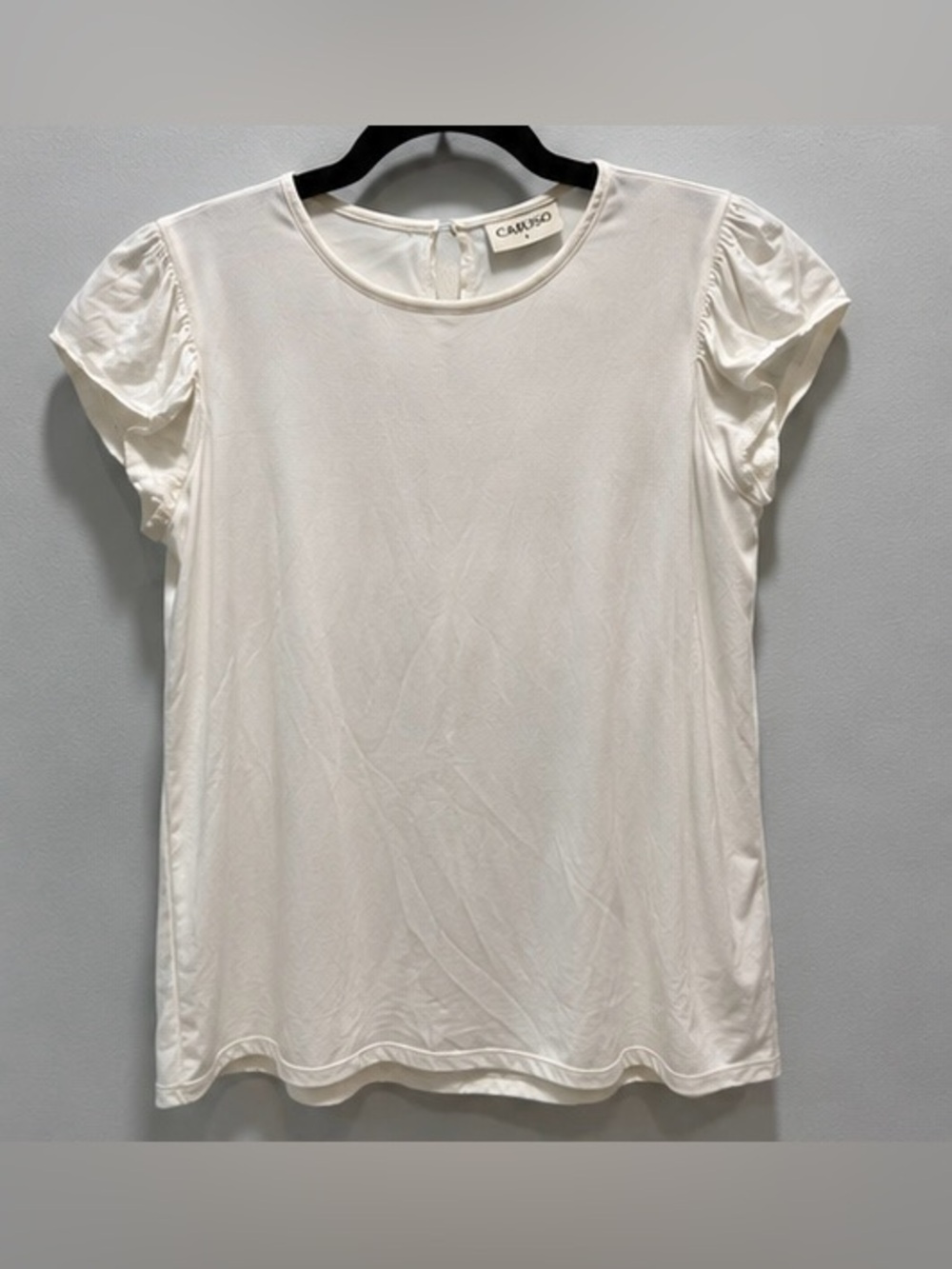 Caruso Ivory Flutter Sleeve Blouse Size Large Made in Mexico